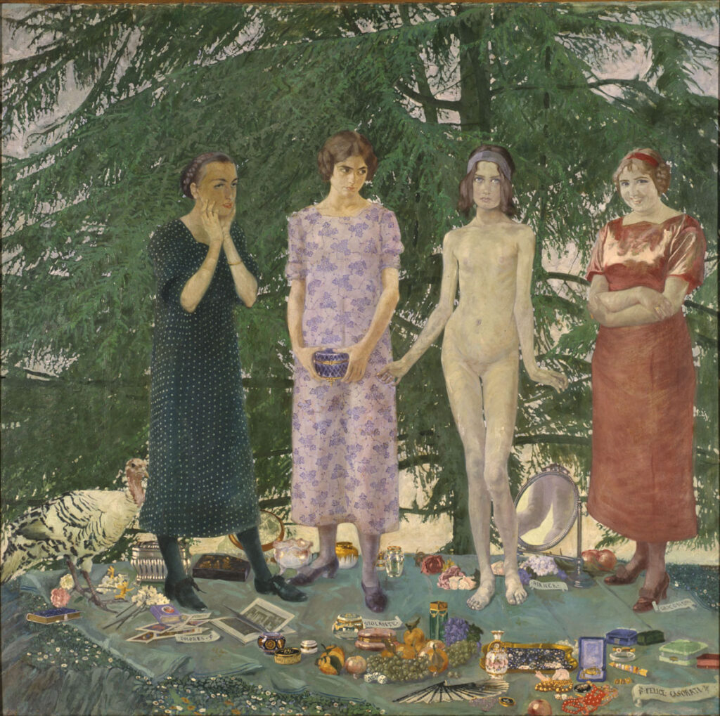 elice Casorati, Le signorine, 1912, tecnica mista su tela. 2022 © Archivio Fotografico - Fondazione Musei Civici di Venezia, Ca' Pesaro - Galleria Internazionale d'Arte Moderna, acquisto del Comune di Venezia alla Biennale, 1912 © Felice Casorati, by SIAE 2023