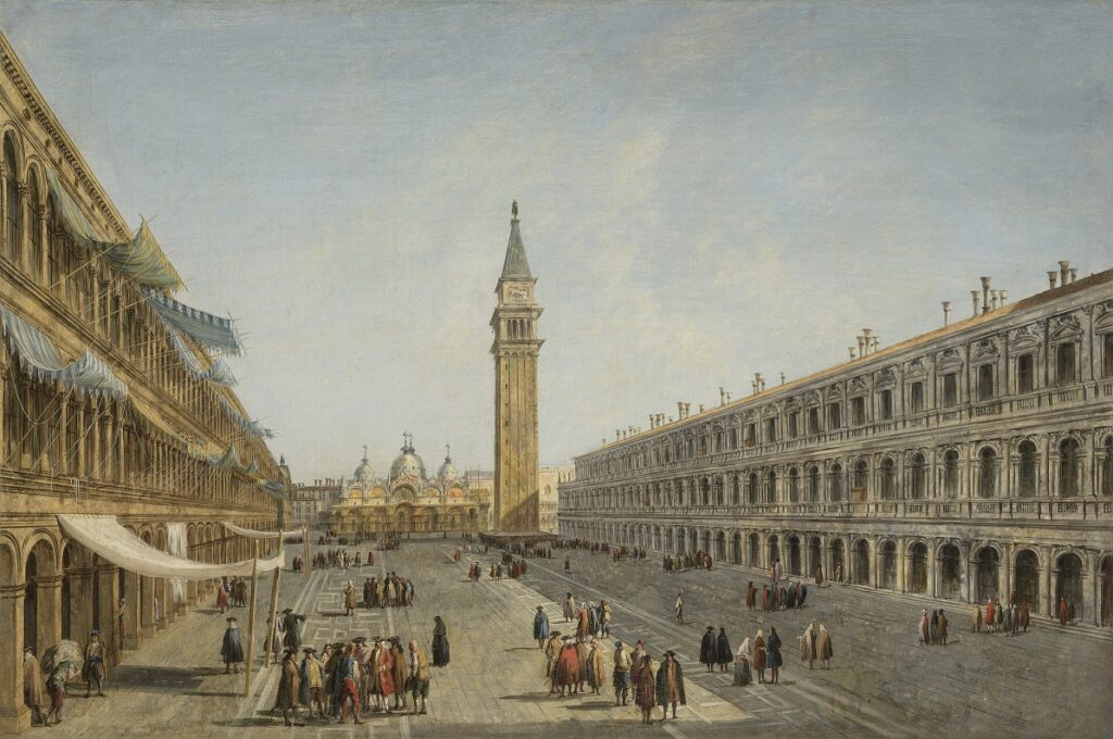 Michele Marieschi (Venezia, 1710-1743), Veduta di Piazza San Marco all’angolo delle Procuratiae Vecchie, circa 1738 Olio su tela, cm 54,5x83,8 Collezione privata. Courtesy Matteo Salamon, Milano